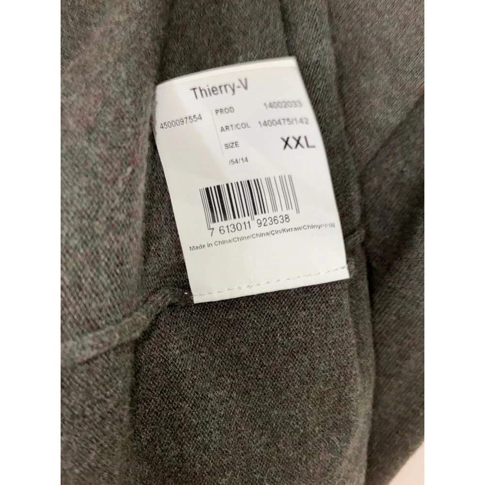 Strellson V-Neck Sweater Mens XXL Grey Cotton Wool Cashmere Slim Fit Thierry-V